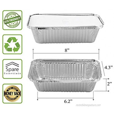 55 Pack – Loaf Pans with Lids Aluminum Loaf Pans Bread Pans Meatloaf Pans l Cake Pan Foil Loaf Pans Disposable Aluminum l Tin Pans 650 ml capacity – Size 7.8’’x4.3’’x2’’ by Spare Essentials