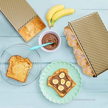 Amyhome Loaf Pan with Lid Non-stick Bread Toast Mold Carbon Steel Bakeware with Cover for Homemade Breads Cakes Gold