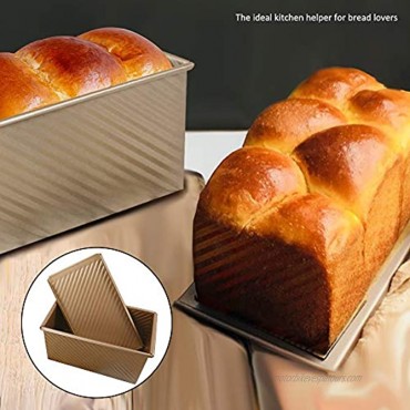 Amyhome Loaf Pan with Lid Non-stick Bread Toast Mold Carbon Steel Bakeware with Cover for Homemade Breads Cakes Gold