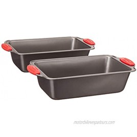 Basics Non-Stick Loaf Pan 9 x 5-Inch Gray with Red Grips 2-Pack