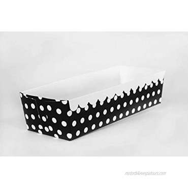 Evvier Products Paper loaf pans Pack of 25 Disposable Loaf Pans Black and White Dot Print Design Rectangular Shape Disposable Bakeware Microwave Freezer and Oven Safe.