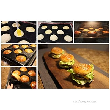 Fibreglas Silicone Hamburger Bun Baking Mould Perforated Baking Mould Non-Sticky Bread Baking Pan Baking Mould for Bread Buns Puffs Tartlets and More 8 Cups
