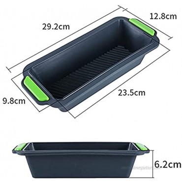 Loaf Pans for Baking Bread 11.5x4.8 Large 2 Pack Toast Oven Mold Silicone Food Grade Reusable Bakeware Pan Dishwasher for Kitchen Homemade Breads Cakes Meatloaf BLack&Green-2 Pack
