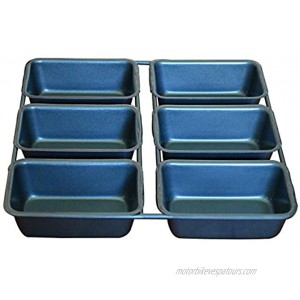 Mini Loaf Pan 6-Cavity Linked Mini Toast Mold Carbon Steel Brownie Bakeware Square Muffin Pan for Baking Bread with Oven -Gray