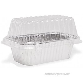 Mwnxia Disposable Aluminum Mini Loaf Pans with Clear High Dome Lids Pack of 50 Pans & 50 Lids with 50 Homemade with Love Stickers 1Lb 6'' X 3.5 x 2 Perfect for Baking Meatloaf banana bread