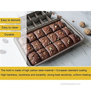 PDJW Baking Pan with Divider Nonstick Brownie Pan Square Cake Pan Help to Bake Cakes & Bread Loaf Specialty Baking Sheet 18 Pre-cut Brownies at Once Home Perfect Baking Tray Champagne Gold Pan