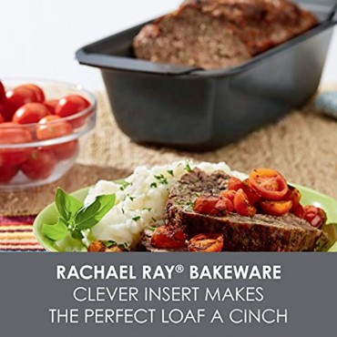 Rachael Ray Bakeware Meatloaf Nonstick Baking Loaf Pan with Insert 9 Inch x 5 Inch Gray