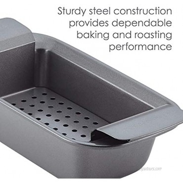 Rachael Ray Bakeware Meatloaf Nonstick Baking Loaf Pan with Insert 9 Inch x 5 Inch Gray