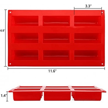 TOPZEA 3 Pack Silicone Twinkie Cake Pan Nonstick Silicone Cake Molds 9 Cavity 3D Cylinder Mousse Baking Mold Hotdog-Shaped Bakeware for Pudding Chocolate Bar Soap Cake Puffs Resin Casting Red