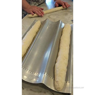 USA Pan Bakeware Aluminized Steel Perforated French Baguette Bread Pan 3-Loaf