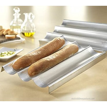 USA Pan Bakeware Aluminized Steel Perforated French Baguette Bread Pan 3-Loaf