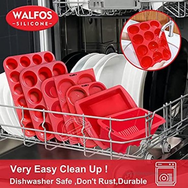 Walfos Mini Silicone Loaf Pan Set 4 Pieces Non-Stick Silicone Bread Loaf Pan Just PoP Out! Perfect for Bread Cake Brownies Meatloaf BPA Free & Dishwasher Safe