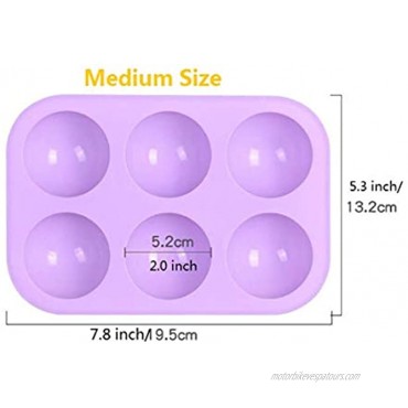 2 Pack Round Shape Silicone Molds for Hot Chocolate Bomb Candy Cake 6 Holes Hot Chocolate Bomb Mold Silicone Baking Molds for Cake Mousse Jelly Pudding Handmade Soap 2 Purple