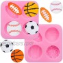 2 Pieces 4-Cavity Ball Cake Decoration Silicone Molds Football Basketball Baseball Rugby Silicone Molds Cake Fondant Molds for DIY Chocolate Cake Pudding Ice Cream Or Keychain Pink