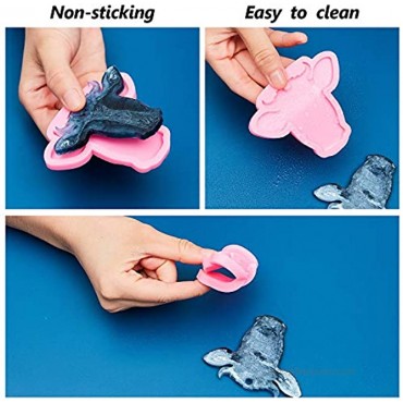 2 Pieces Cute Animal Silicone Mold Cow Cattle Silicone Mold DIY Craft Keychain Silicone Mold with 10 Pieces Key Rings Chains for Making Chocolate Cake Pudding Ice Cream or Keychain Pink
