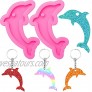 2 Pieces Dolphin Shape Silicone Keychain Mold for Epoxy Resin and 10 Pieces Key Rings with Chain for DIY Keychain Earring Pendant Ice Cream Fondant Candy Clay Baking Crafting Cake Topper Decoration