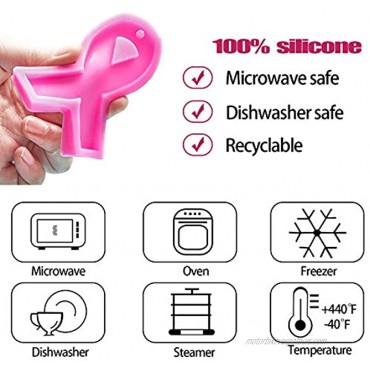 2 Pieces Ribbon Silicone Keychain Mold with Hole Awareness Candy Fondant Mold Handmade Breast Cancer Mould for DIY Chocolate Cake Pudding Ice Cream Jelly Pink