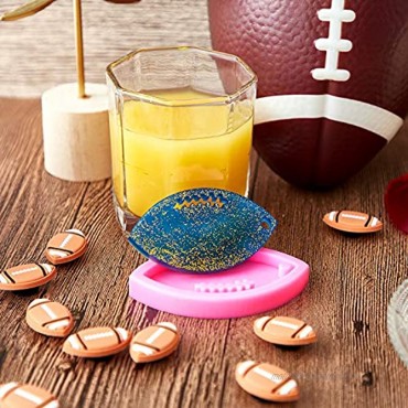 2 Pieces Rugby Football Silicone Mold Football Keychain Mold Rugby Fondant Molds with Hole DIY for Cupcake Cake Chocolate Candy Handmade Ice Cream Desserts Pink