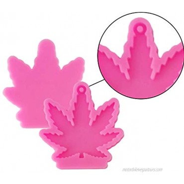 2Pcs Maple Leaf Keychain Silicone Mold Leaves Shaped Handmade Keychain Silicone Mold with Hole for DIY Cupcake Decoration Candy Fondant Pudding Desserts Crystal Gum Paste Soap Mould Pink