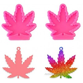 2Pcs Maple Leaf Keychain Silicone Mold Leaves Shaped Handmade Keychain Silicone Mold with Hole for DIY Cupcake Decoration Candy Fondant Pudding Desserts Crystal Gum Paste Soap Mould Pink
