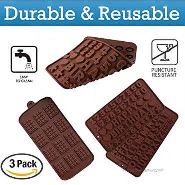 3 Pack of Chocolate Letter Molds For Cake Decorations Chocolate Molds Letters & Number Molds For All Celebrations Easy To Clean Silicone Letter Molds for Chocolate Alphabet Molds For Chocolate
