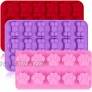 3 Pack Silicone Ice Molds Trays with Puppy Dog Paw and Bone Shape FineGood Reusable Bakeware Maker for Baking Chocolate Candy Oven Microwave Freezer Dishwasher Safe Pink Red Purple