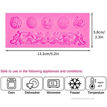 3 Pieces Baroque Fondant Mold Scroll Border Lace Molds Curlicues Fondant Silicone Molds for DIY Baking Cake Candy Decoration Polymer Clay Sugar Craft