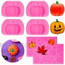 4 Pieces Halloween 3D Pumpkin Silicone Mold and Maple Leaves Fondant Mold Halloween Mini Pumpkin Mold Halloween Cake Border Decorations for Candy Baking Cake Soap Chocolate Candle Clay
