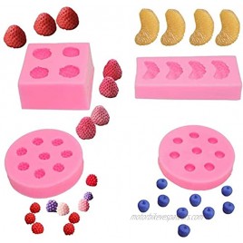 4pcs set Fruit Shaped Jelly Molds 3d Strawberry Orange,Raspberry & Blueberry Silicone Fondant Molds Soap Embed Molds Wax Embeds,Wax Melts Molds,Candy Mold for Cake Cupcake Topper Decoration