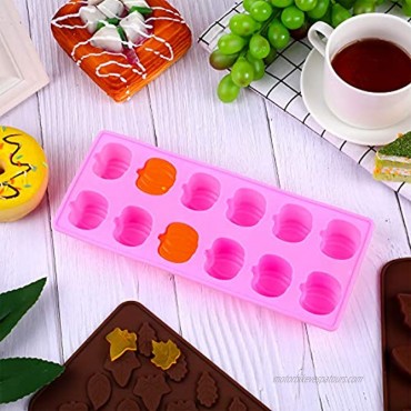 6 Pieces Silicone Mold Thanksgiving Pumpkin Leaf Shape Candy Chocolate Mold for Making Halloween Candy Muffins Chocolates Cake Soap Candle