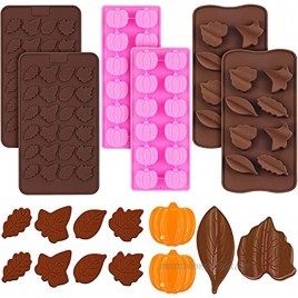 6 Pieces Silicone Mold Thanksgiving Pumpkin Leaf Shape Candy Chocolate Mold for Making Halloween Candy Muffins Chocolates Cake Soap Candle