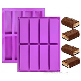 8 Cavity Rectangle Granola Bar Silicone Mold 2 Pack Cereal Energy Bar Mold Butter Mold for Ganache Chocolate Bar Truffles Cheesecake Pudding