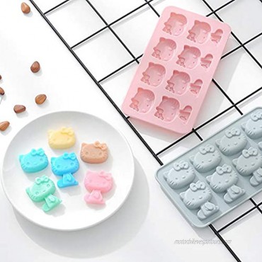 8 Cups 2 pack Hello Kitty Silicone Fondant Cake Mold,ice mold,Chocolate tray for Sugarcraft Birthday Cake Decoration Gum paste Icing Candy Chocolate Cupcake Topper Decorating and DIY Baking Tools