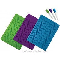 Better Kitchen Products 3 Piece 20 Cavity Silicone Gummy Worm Molds with 3 Matching Droppers Purple Aqua and Lime