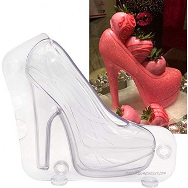 Big Size 3D High Heel Shoe Chocolate Mold with 3 Clips DIY Crystal Jelly Lady Shoes Mould Candy Cake Decoration Desserts Fondant Model Baking Pastry Tool 7.5 x 7 x 2.7