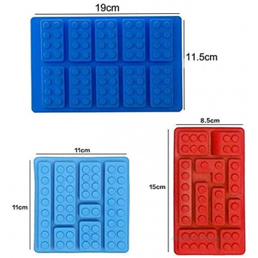 Block Non-Stick Ice Cube Tray Silicone Mold Candy Moulds Chocolate Moulds for Kids Party's & Baking Building Block Themes & Cake Muffin Cupcake Gumdrop JellySet of 3 pcs