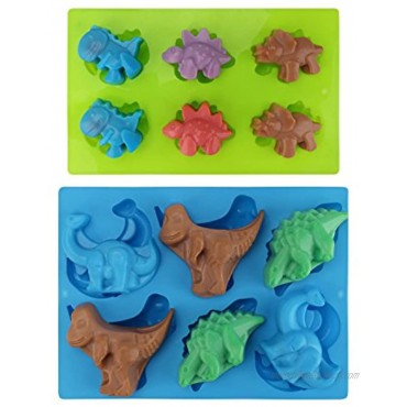 Dinosaur Jello Mold Beasea 2 Pack Dinosaur Silicone Molds 3D Cake Mold for Gummies Chocolates Ice Cube Cake Decorations Baking Tools