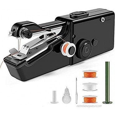 Handheld Sewing Machine Mini Portable Electric Sewing Machine for Beginners Home DIY and Travel Quick Handy Repairing Stitch Tool for Fabric Clothing Kids Cloth Black