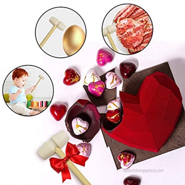 Heart Mold Silicone Molds Diamond Heart Love Shaped Molds Trays Non-Stick Letter Chocolate Molds with Wooden Hammers Silicone Brush for Mousse Cake Dessert Biscuit DIY Baking Tools