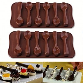 HengKe 2 Pcs Spoon Shape Molds Food Grade Silicone Cake Molds,Chocolate Ice Jelly Mold Sugarcraft Icing Biscuit Decor Polymer Clay,Crafting Projects Party Homemade Cupcake Candy Baking Tools