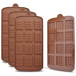 homEdge 12 Cavity Break-Apart Chocolate Set of 4 Packs Food Grade Non-Stick Silicone Protein and Energy Bar Candy Molds