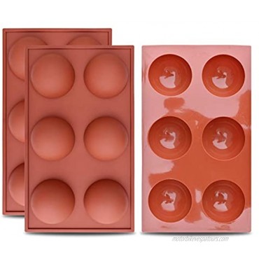 homEdge Large 6-Cavity Semi Sphere Silicone Mold 3 Packs Baking Mold for Making Hot Chocolate Bomb Cake Jelly Dome Mousse