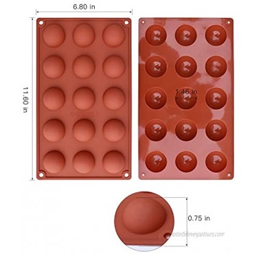 homEdge Small 15-Cavity Semi Sphere Silicone Mold 3 Packs Baking Mold for Making Chocolate Cake Jelly Dome Mousse-1.5 inches Diameter Pay Attention to the Size