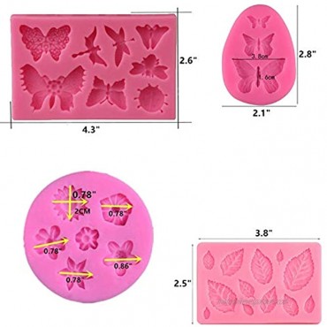 KULENAND 8 Pcs Flower Fondant Cake Mold Set Rose Butterfly Daisy Rose Leaf and Mini Flowers Candy Silicone Molds for Chocolate Fondant Polymer Clay Soap Crafting Projects Cake Decoration