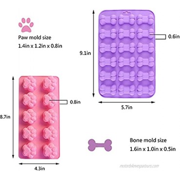 Silicone Dog Treat Molds,Puppy Dog Paw and Bone Silicone Molds for Baking Chocolate,Jelly Ice Cube Dog Treats 4Pcs set