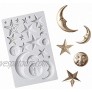 Sun Moon & Stars Cake Fondant Molds Sun Face Crescent Moon Silicone Sugar Craft Gum Paste Chocolate Candy Mold Polymer Clay Resin Epoxy Mold Twinkle Twinkle Little Star Cupcake Decorations
