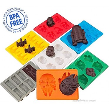 Sunerly Silicone Ice Tray Molds in Star Wars Character Shapes Ideal for Chocolate Ice Cubes Trays Jelly Sweets Desserts Baking Soap and Candle Making Set of 7