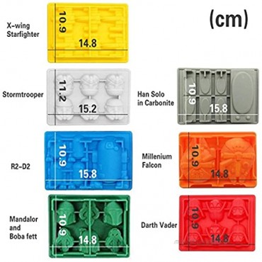 Sunerly Silicone Ice Tray Molds in Star Wars Character Shapes Ideal for Chocolate Ice Cubes Trays Jelly Sweets Desserts Baking Soap and Candle Making Set of 7