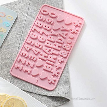 Verdental Small Silicone Letter Mold and Chocolate Molds Non-stick Candy Mould with Number Happy Birthday Cake Decorations Symbols Making Molds with 2 Droppers 2 Pieces Pink
