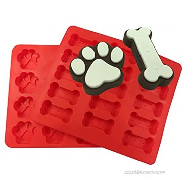 XL Dog Paw and Bone Mold Combo Pack For Baking Paws and Bones Silicone by MERRY BIRD